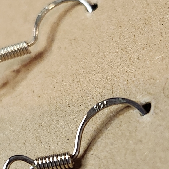 Sterling Silver Hook Earrings with Green Beads - Picture 4 of 4